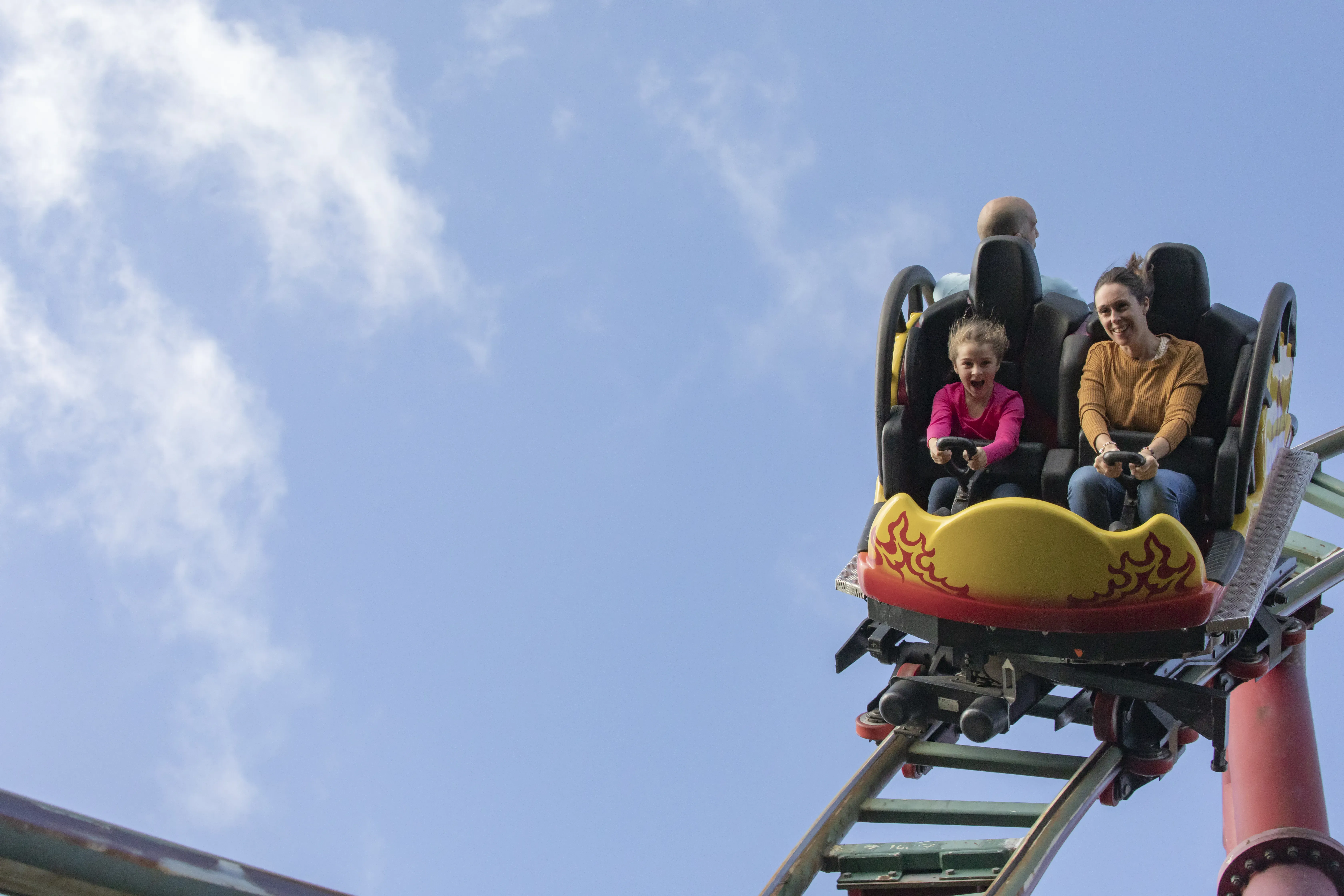 Family on Dragon's Fury at Chessington World of Adventures Resort