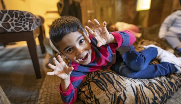 Cheeky child posing in the Chessington hotel