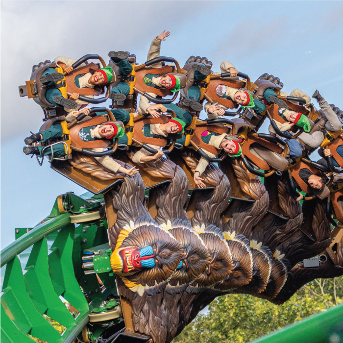 Elves on Mandrill Mayhem at Chessington World of Adventures Resort