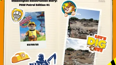 Chessington Construction Diary: PAW Patrol Edition #1 featuring Rubble from PAW Patrol and images of the building site