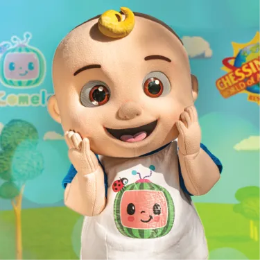 Cocomelon character JJ at Chessington World of Adventures Resort